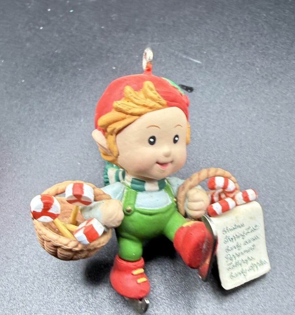 Elfkin Ornament 1991 Heirloom Collection Carlton Cards peppermint No Box LO17